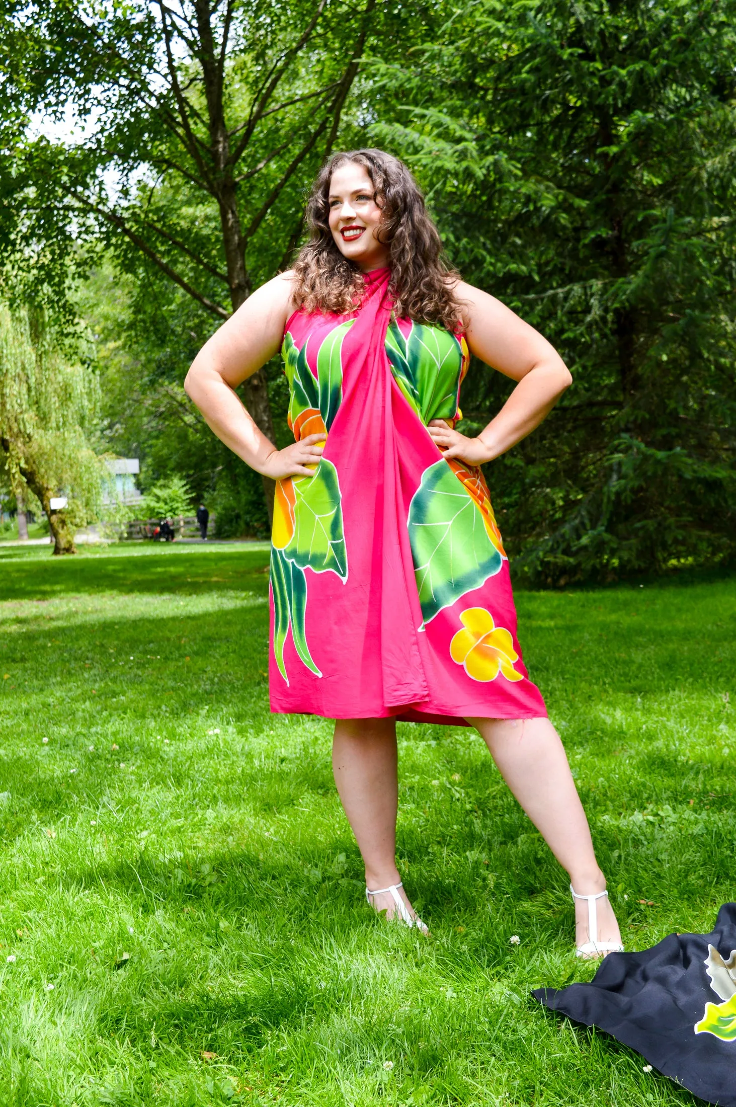 Hand Painted Sarong, Orange Hibiscus