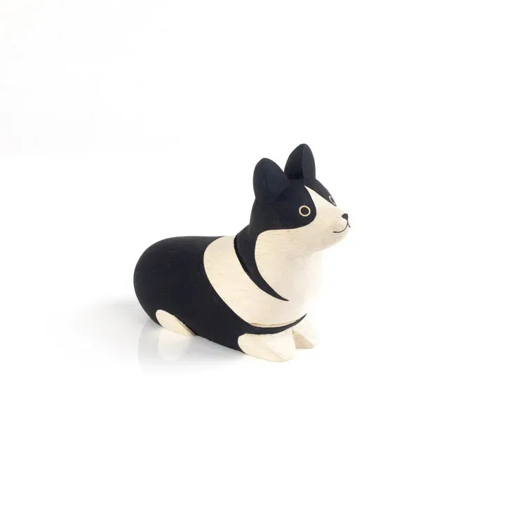 Handmade Tiny Wooden Animals - Corgi Dog