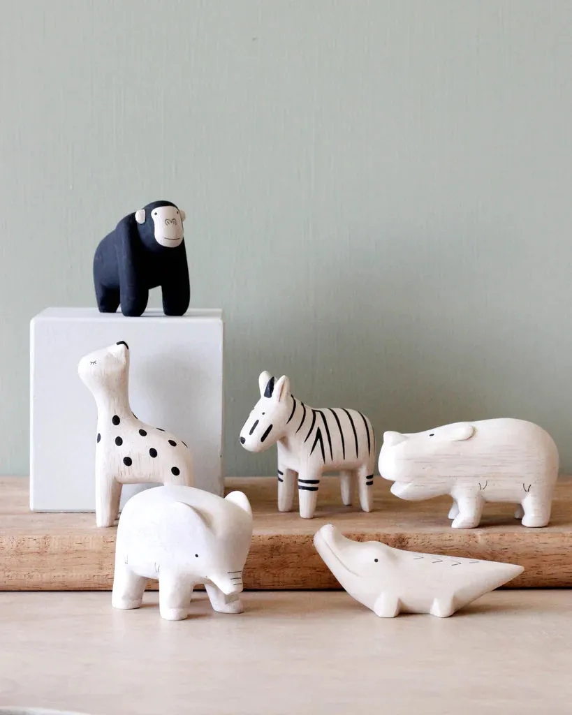 Handmade Tiny Wooden Safari Animals - Hippo