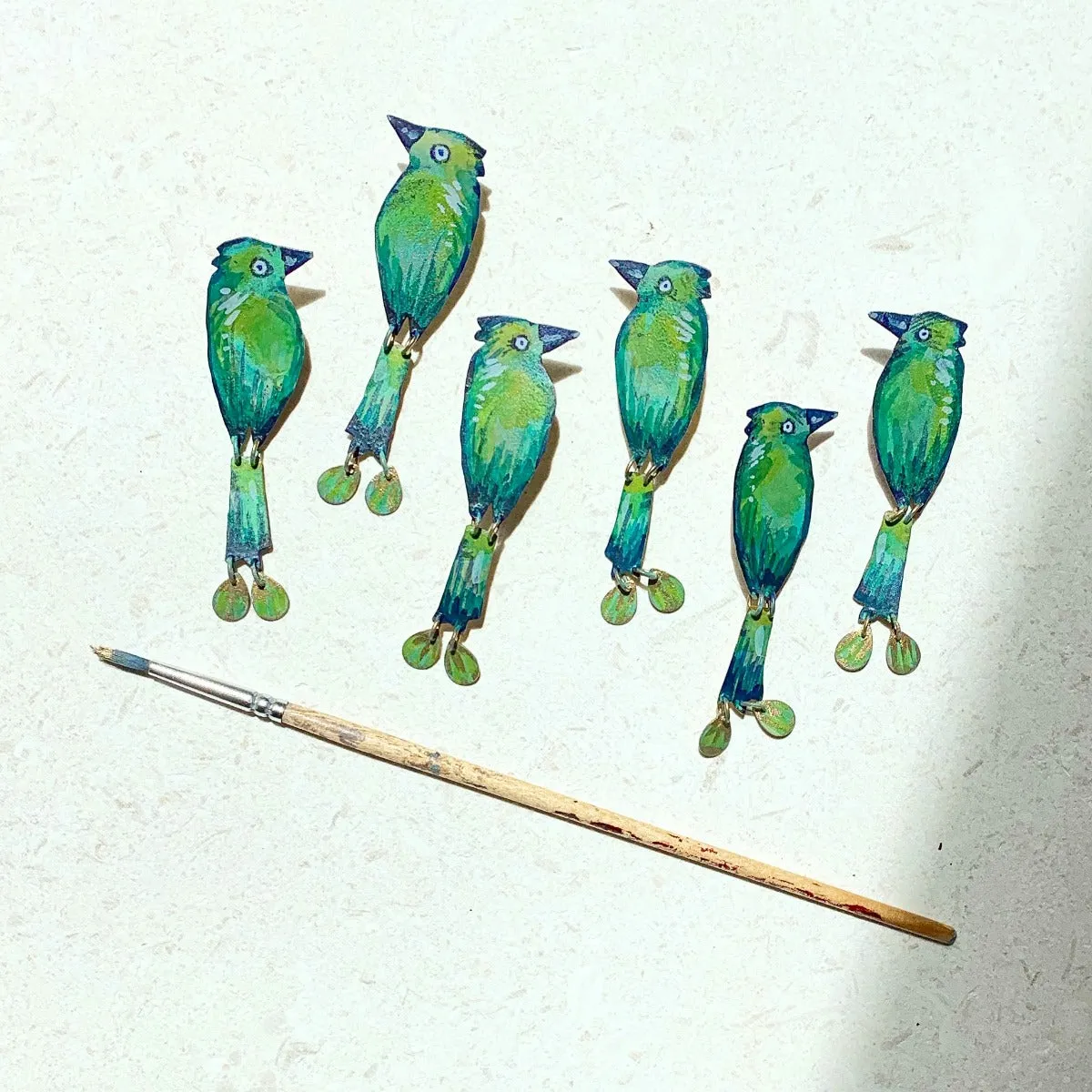 Handpainted Mini Motmot Earrings