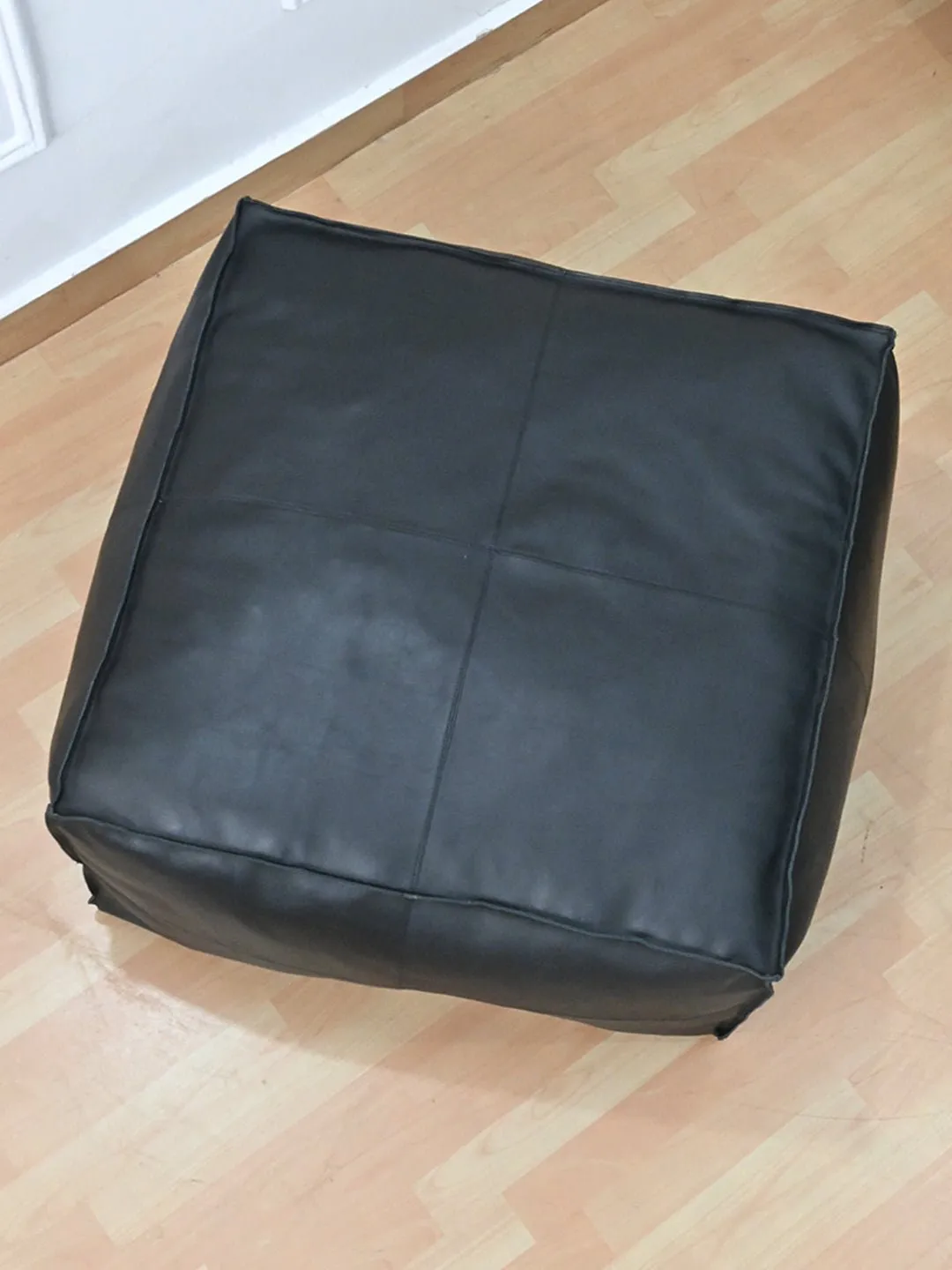 HARPER- CUBICAL  LEATHER POUF