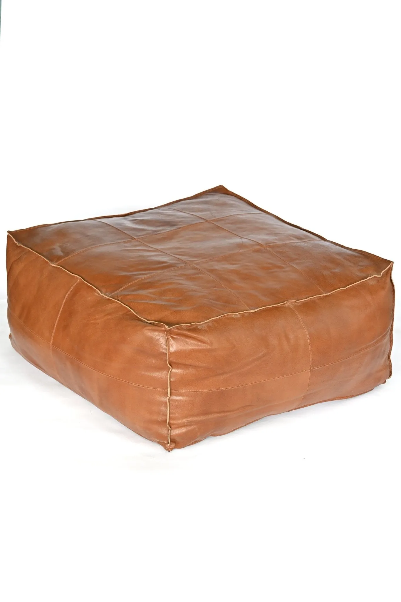 HARPER- CUBICAL  LEATHER POUF