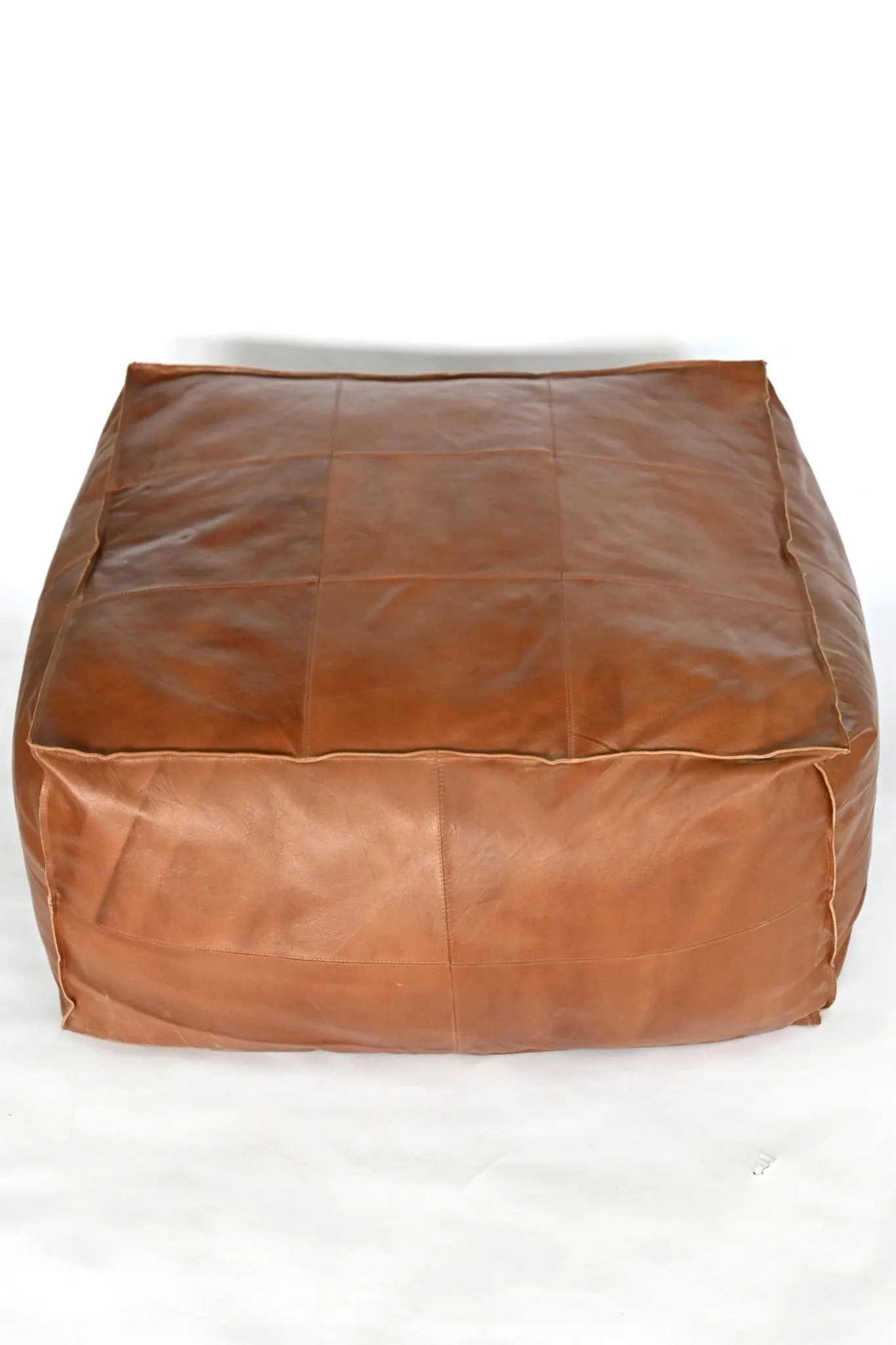 HARPER- CUBICAL  LEATHER POUF