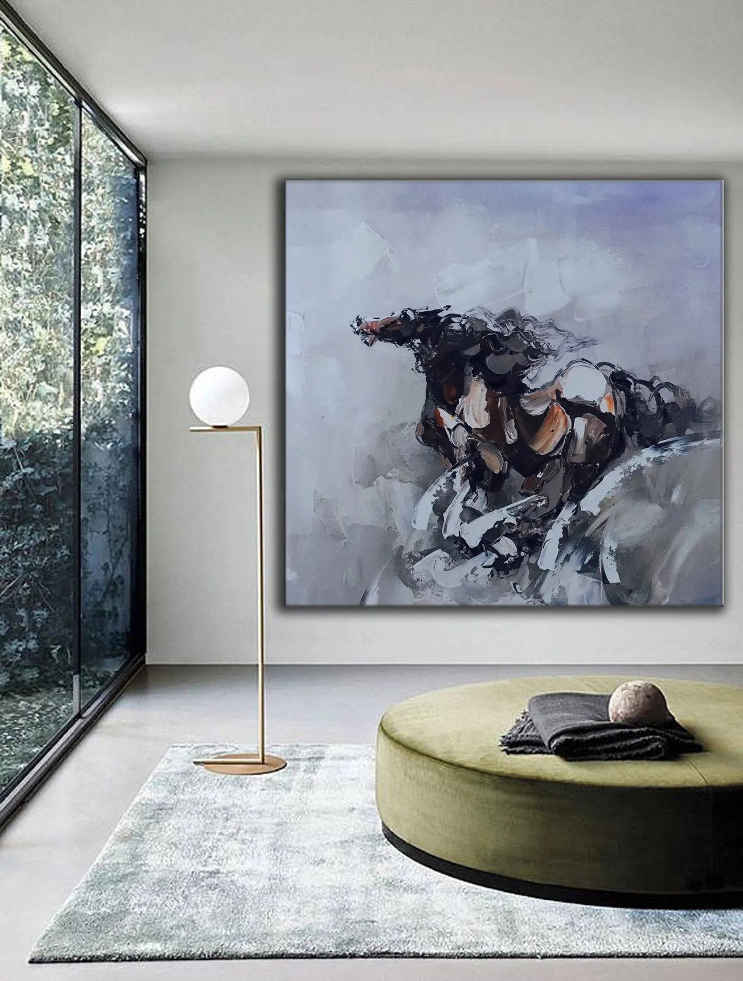 Horse Painting Abstract Horse Painting Palette Knife Canvas Art Wp067