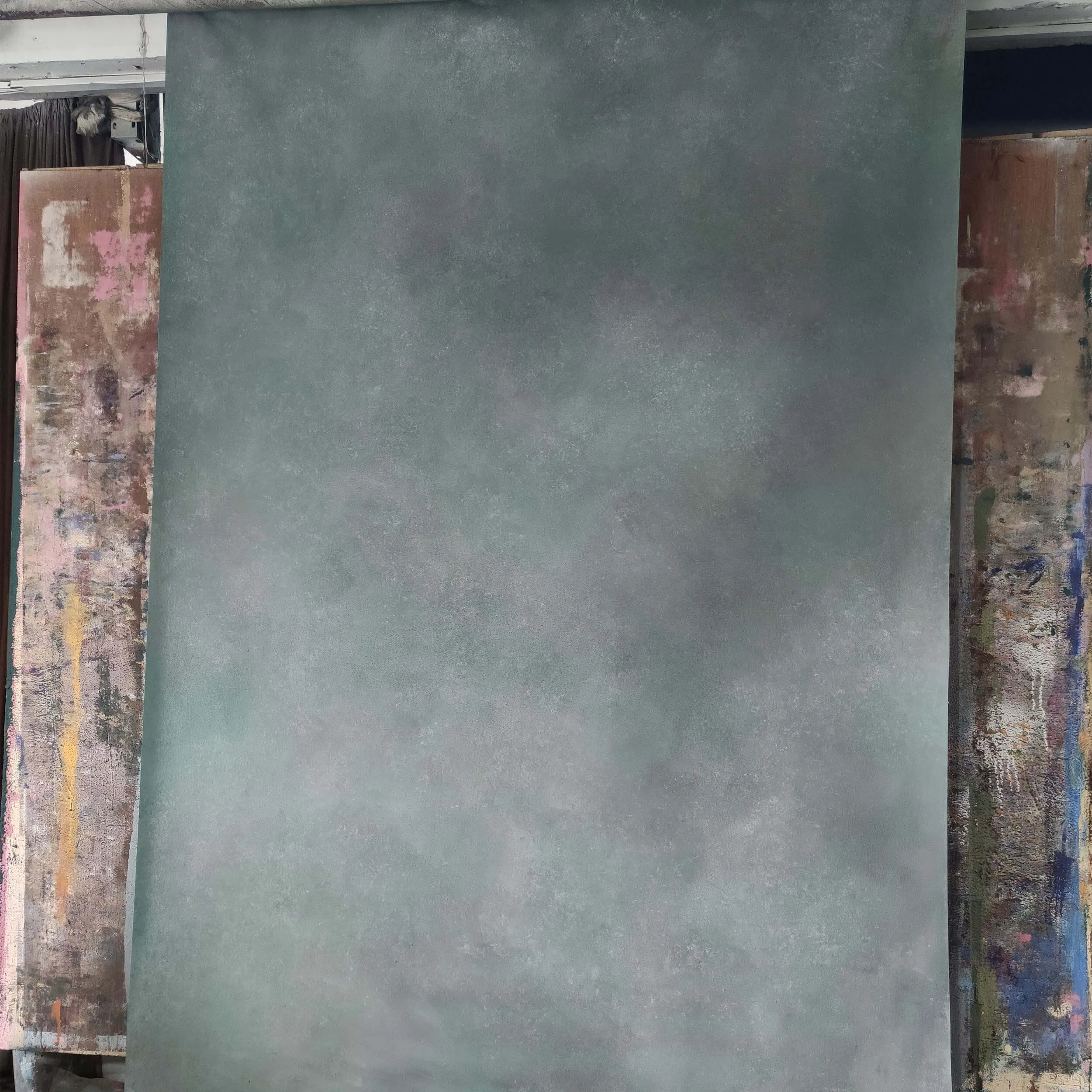 (HP-NS) 2 x 3m Grain Texture Aquamarine Grey Painted Photography Drop