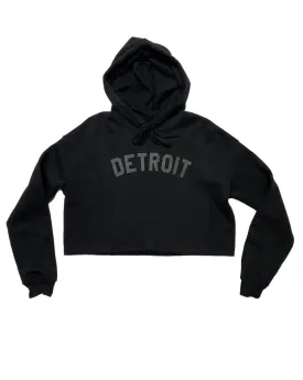 Ink Detroit Fleece Crop Hoodie - Black on Black