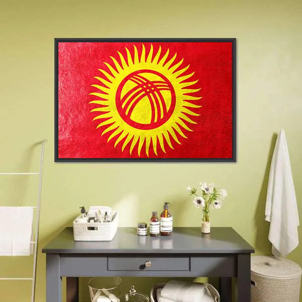 Kyrgyzstan Flag Canvas Wall Art