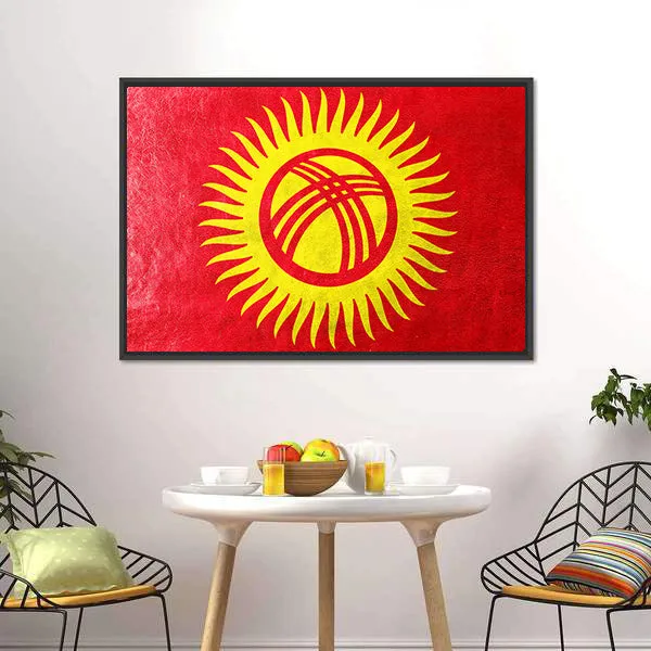 Kyrgyzstan Flag Canvas Wall Art