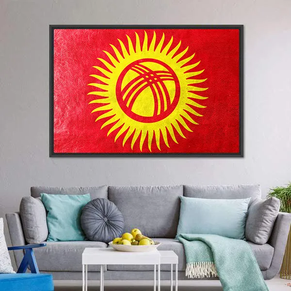 Kyrgyzstan Flag Canvas Wall Art