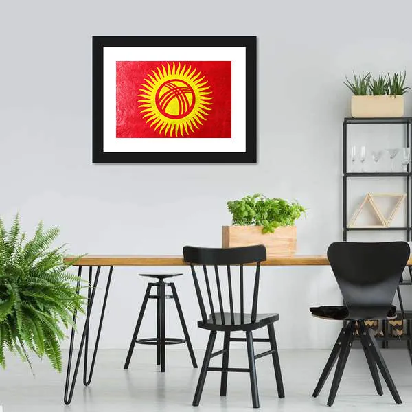 Kyrgyzstan Flag Canvas Wall Art