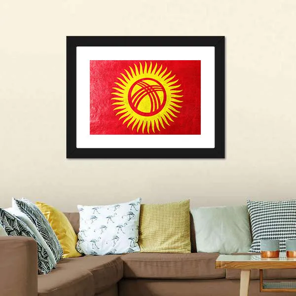 Kyrgyzstan Flag Canvas Wall Art