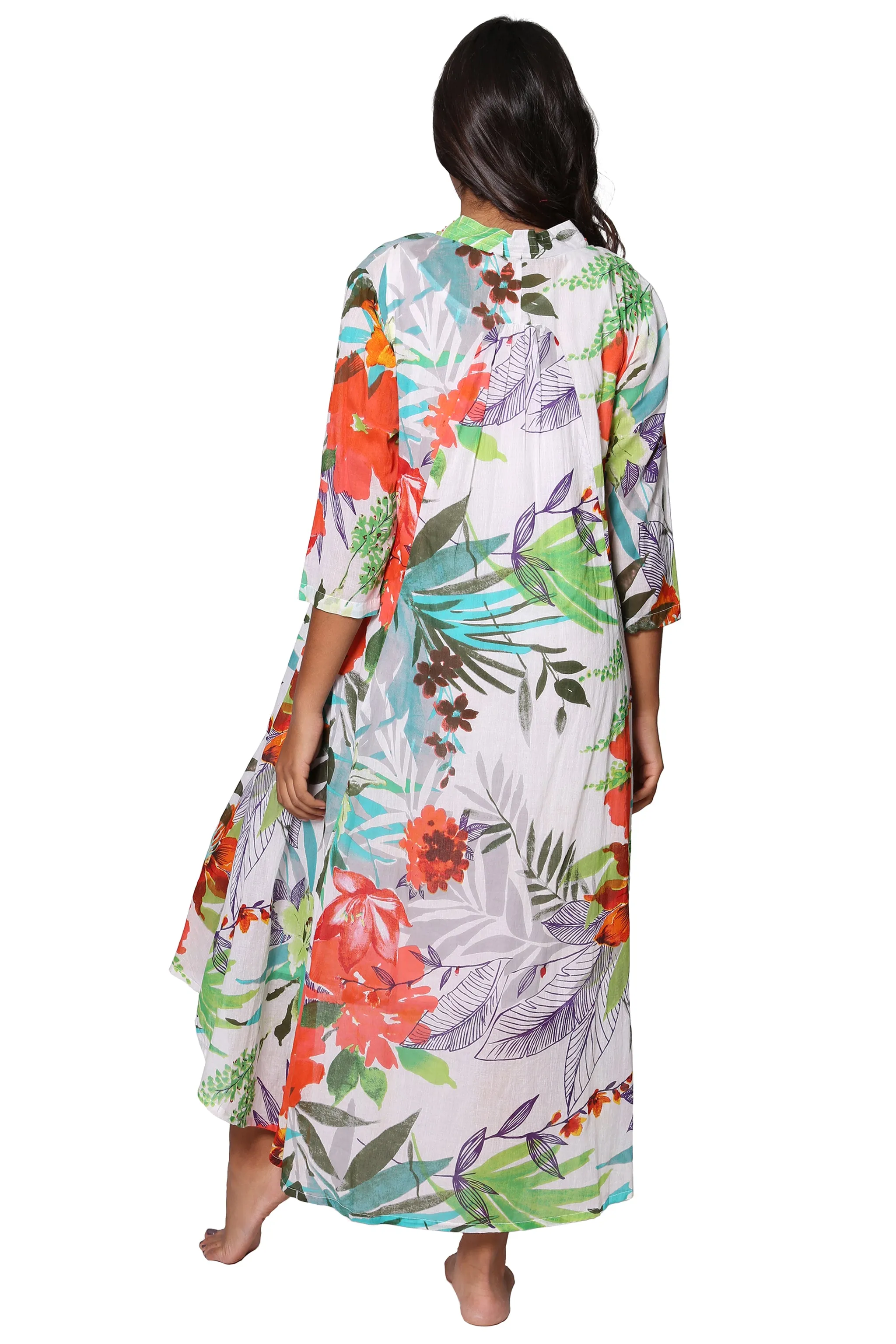 La Cera Women's High-Low Printed Caftan