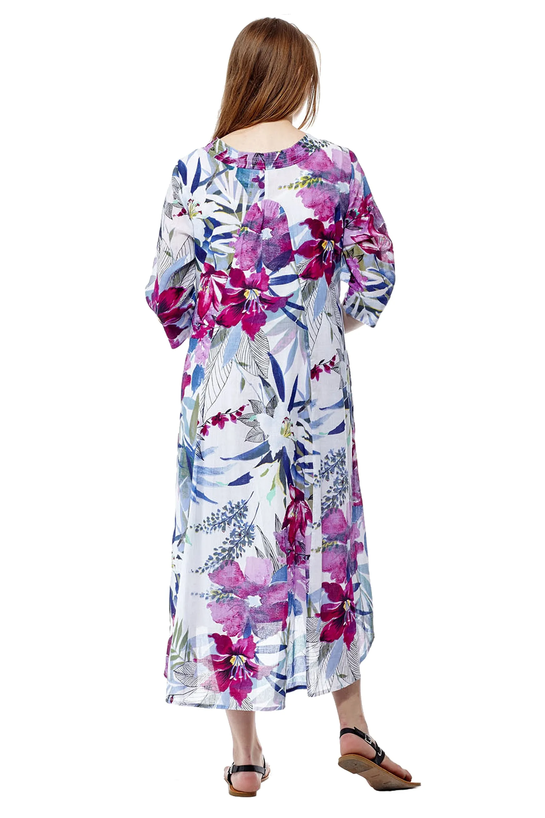 La Cera Women's High-Low Printed Caftan