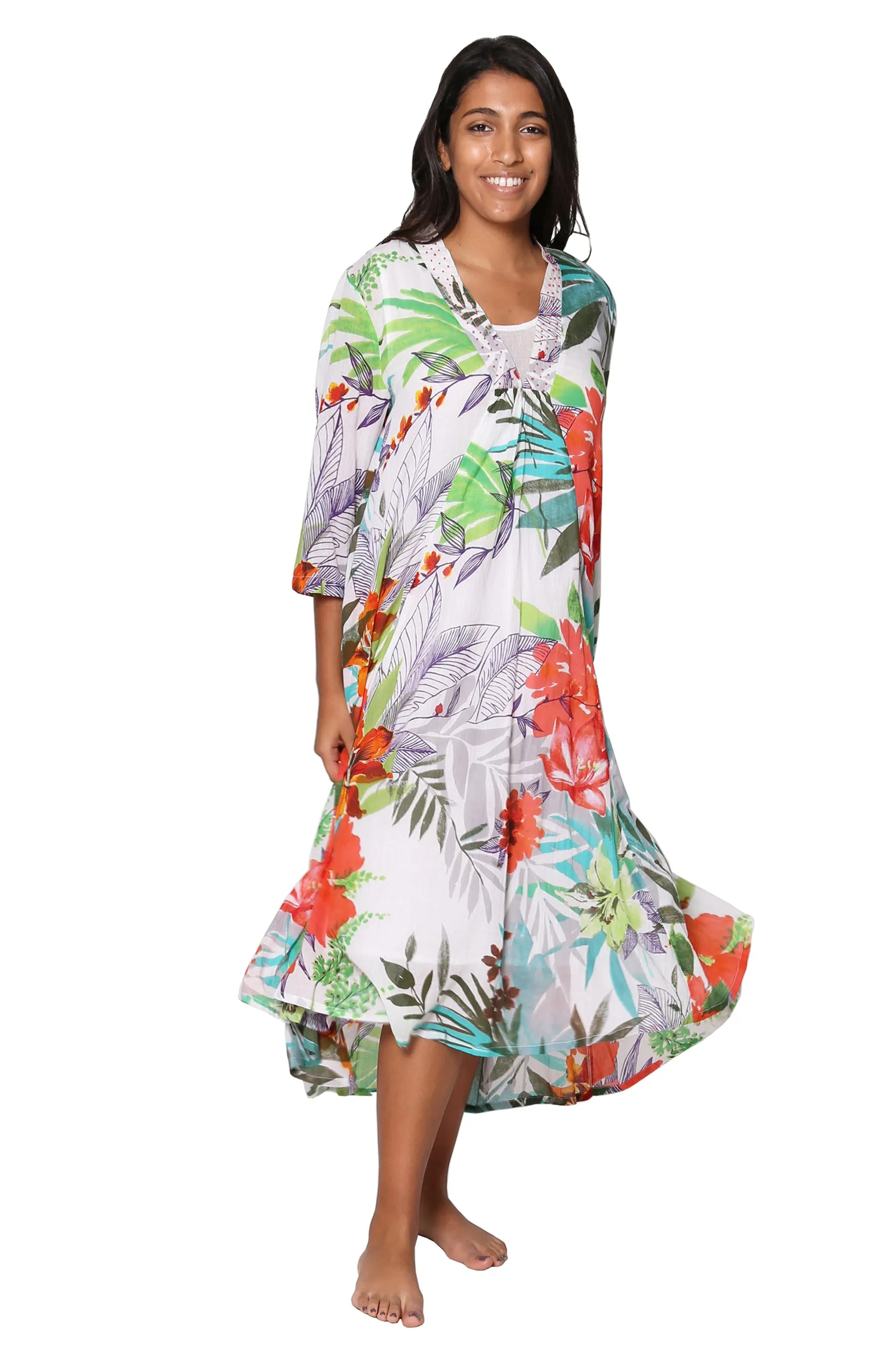 La Cera Women's High-Low Printed Caftan