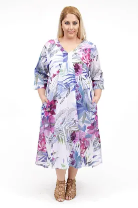 La Cera Women's Plus Size High-Low Printed Caftan