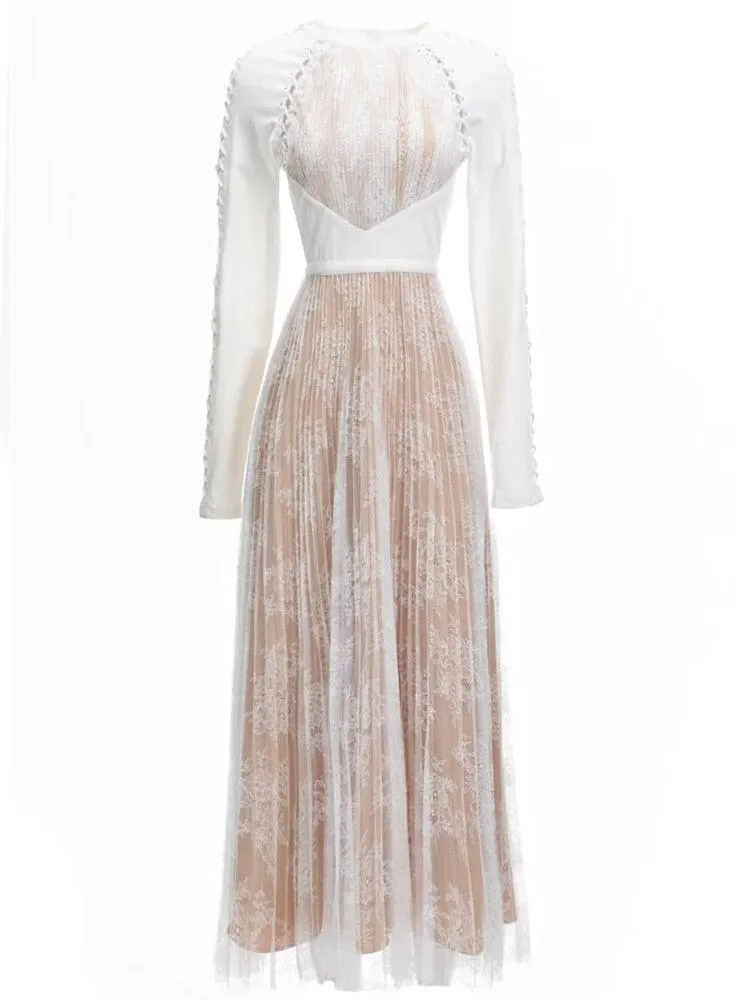 Lace Patchwork Slim Maxi Dress