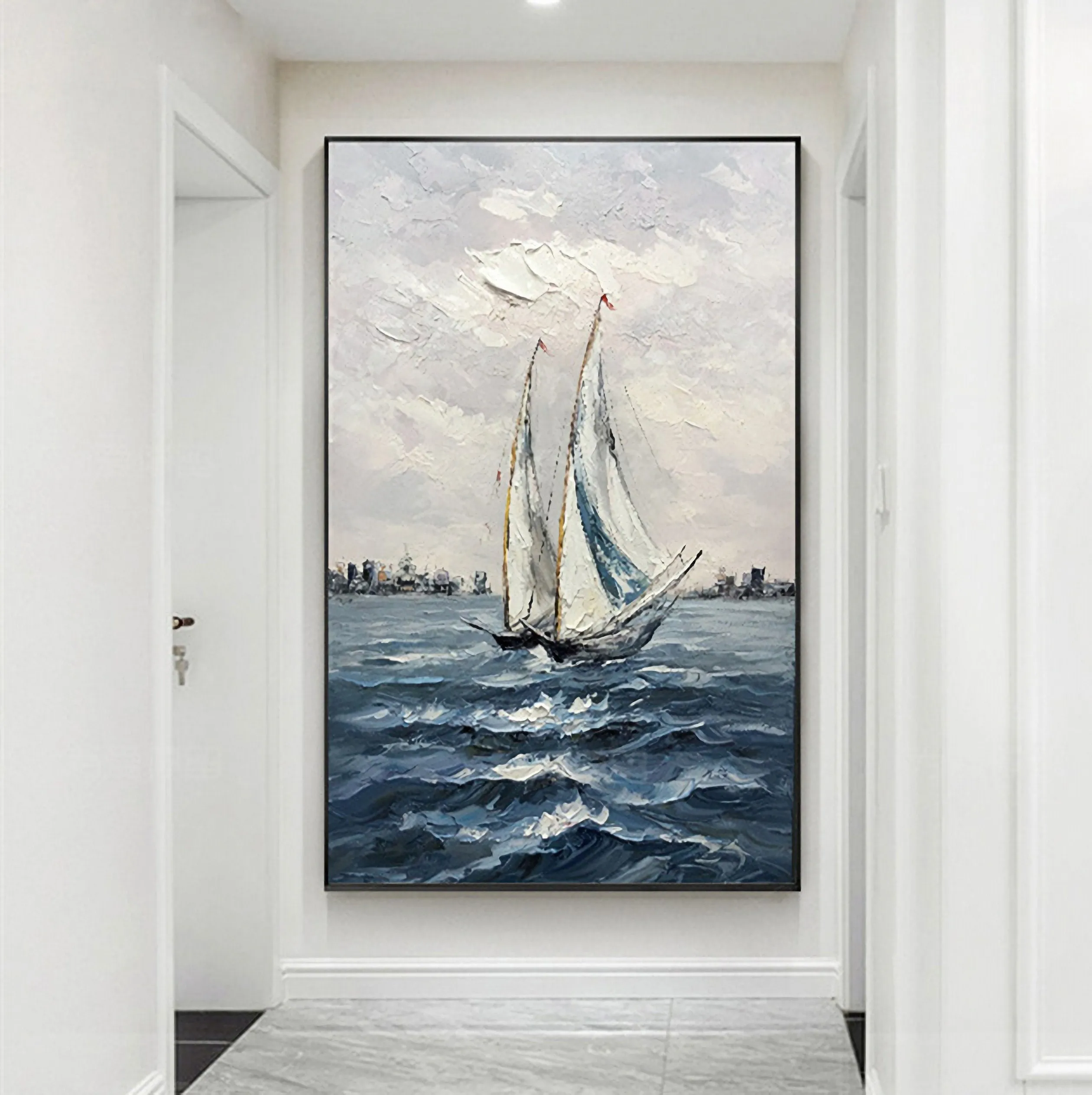 Large Contemporary Paintings Sailboat Oil Painting Gp092