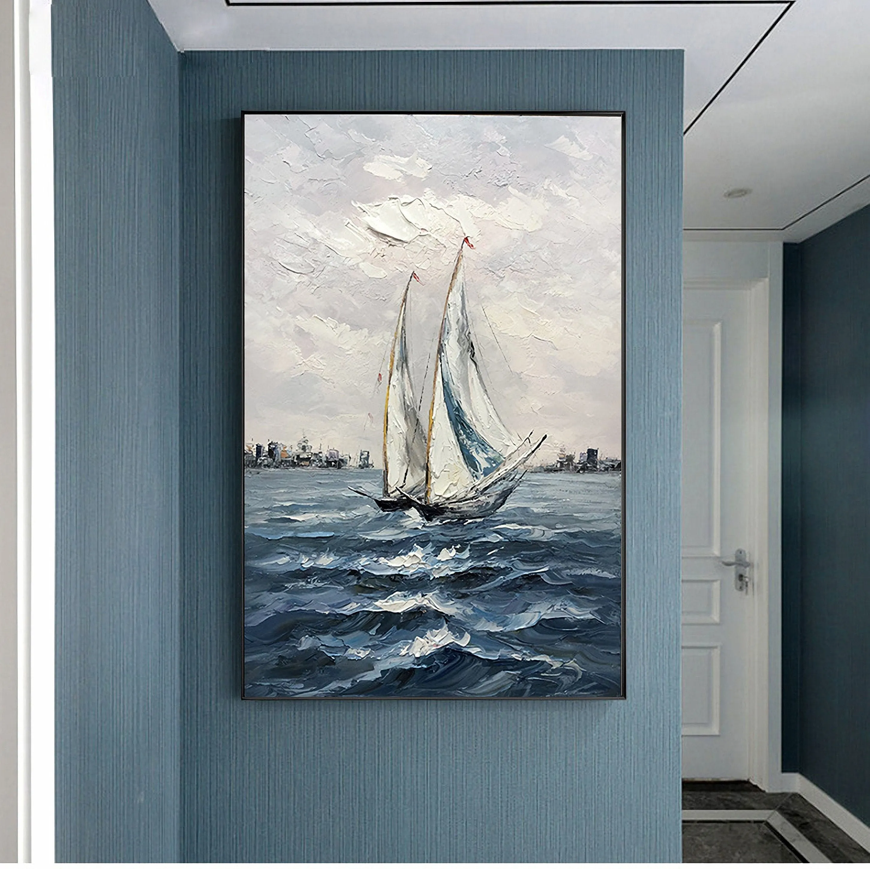 Large Contemporary Paintings Sailboat Oil Painting Gp092