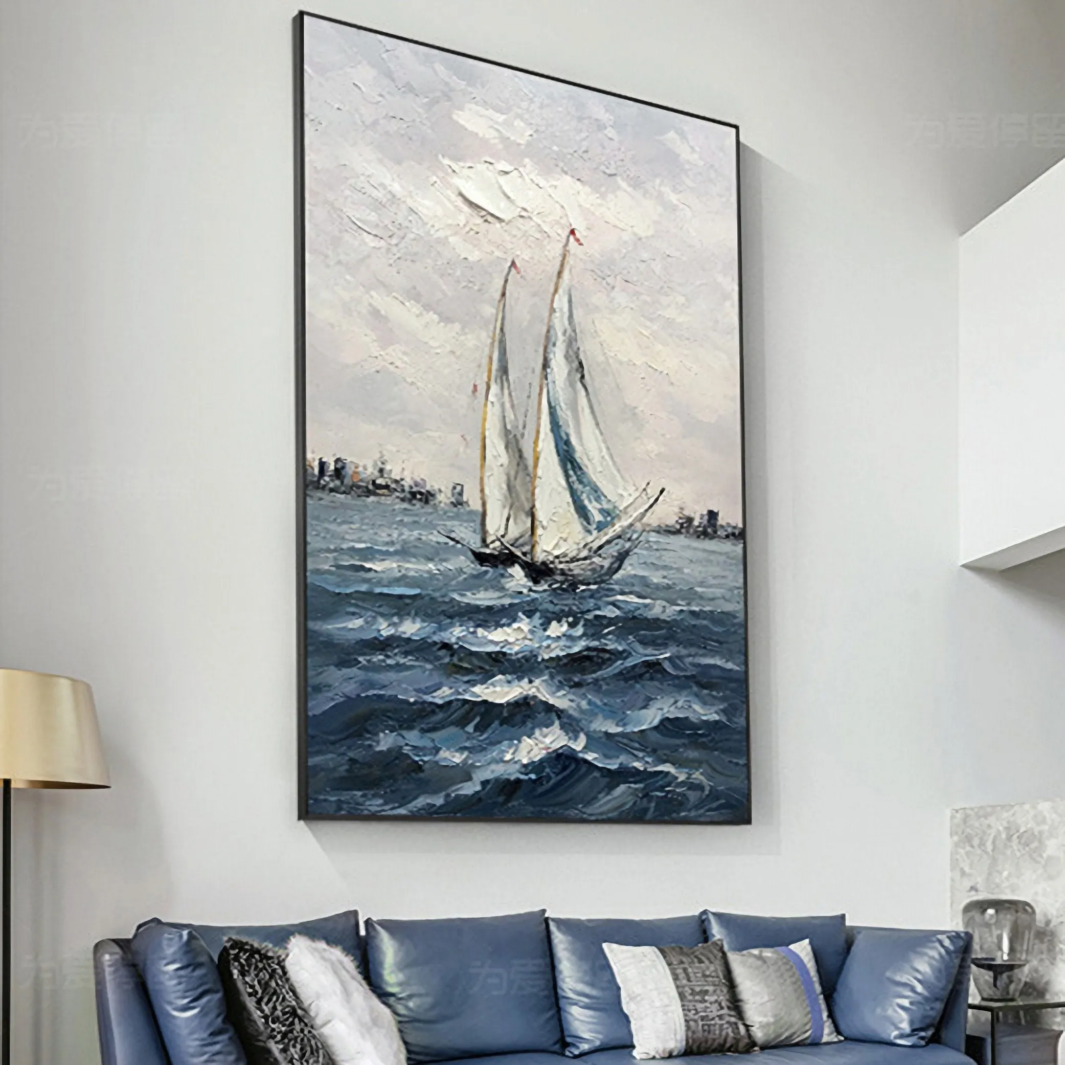 Large Contemporary Paintings Sailboat Oil Painting Gp092