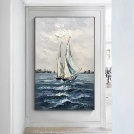 Large Contemporary Paintings Sailboat Oil Painting Gp092