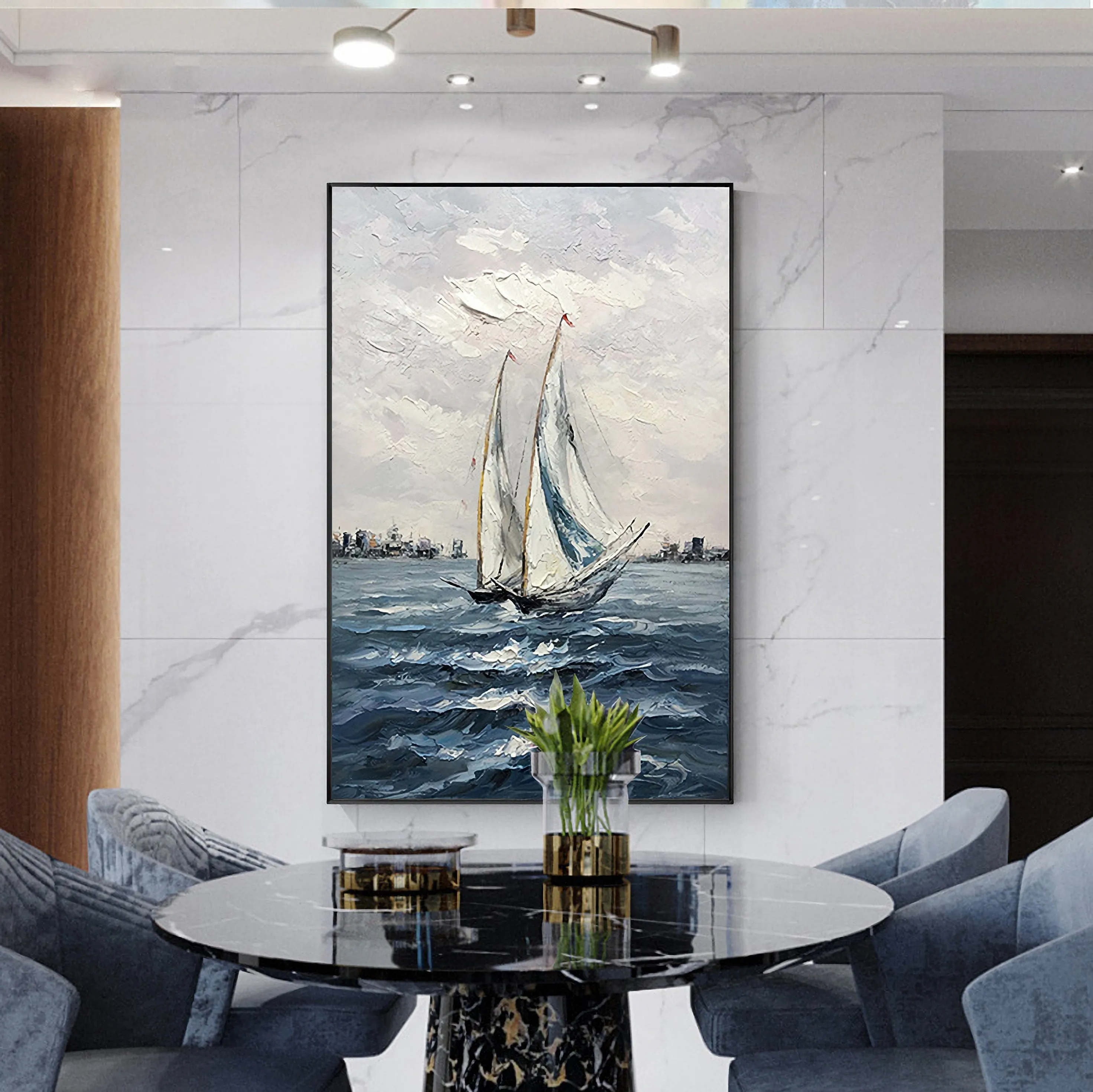 Large Contemporary Paintings Sailboat Oil Painting Gp092