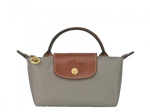 Longchamp Le Pliage Green Pouch with Handle Turtle Dove