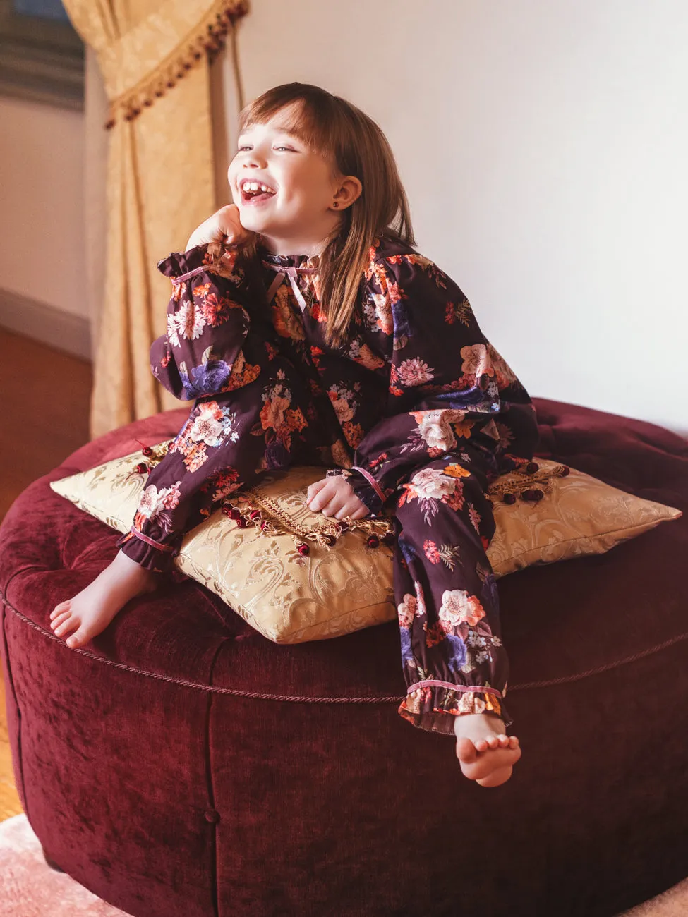 MARTHA - GIRLS' PYJAMA SET BURGUNDY