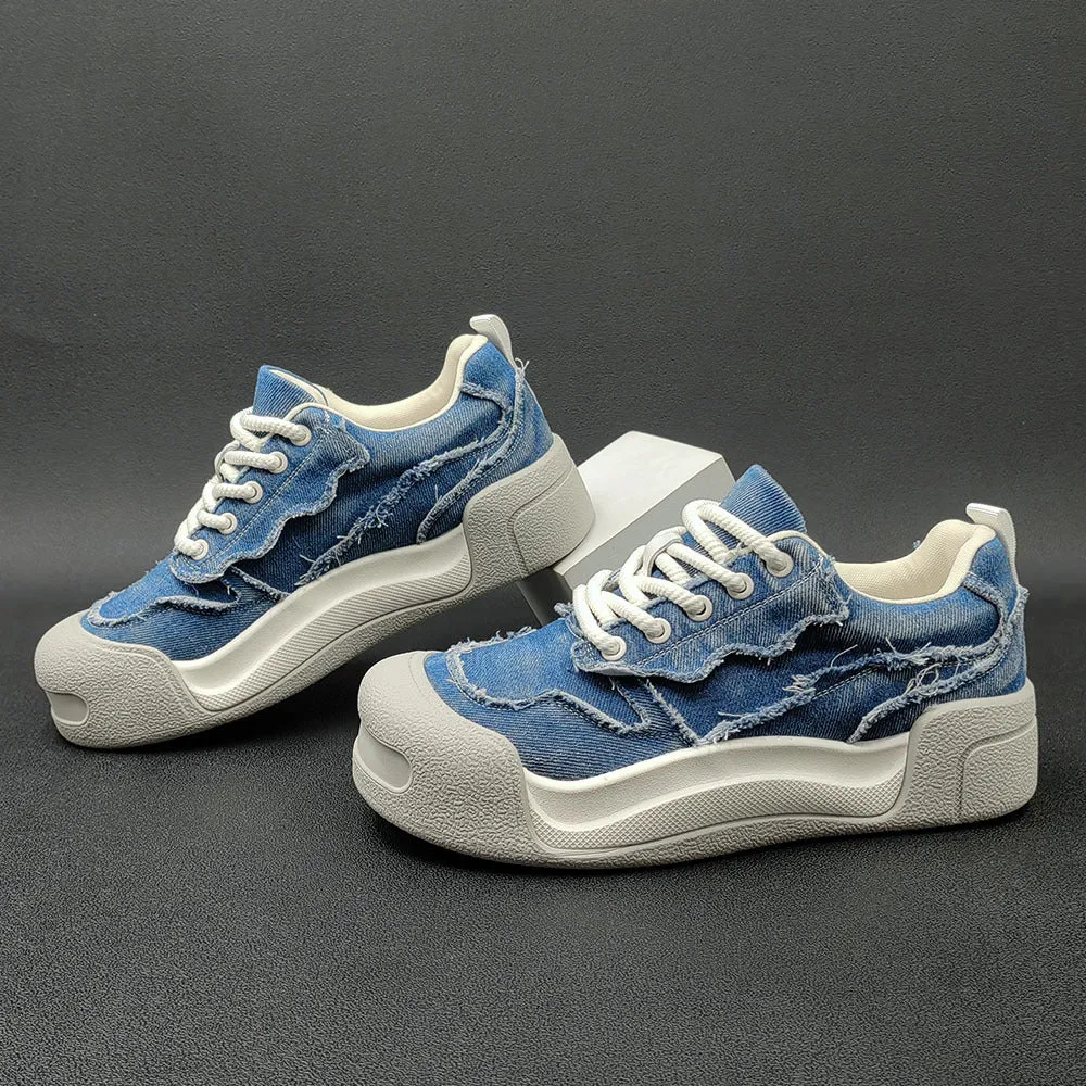 Men Fashion Patchwork Denim Canvas Casual Shoes