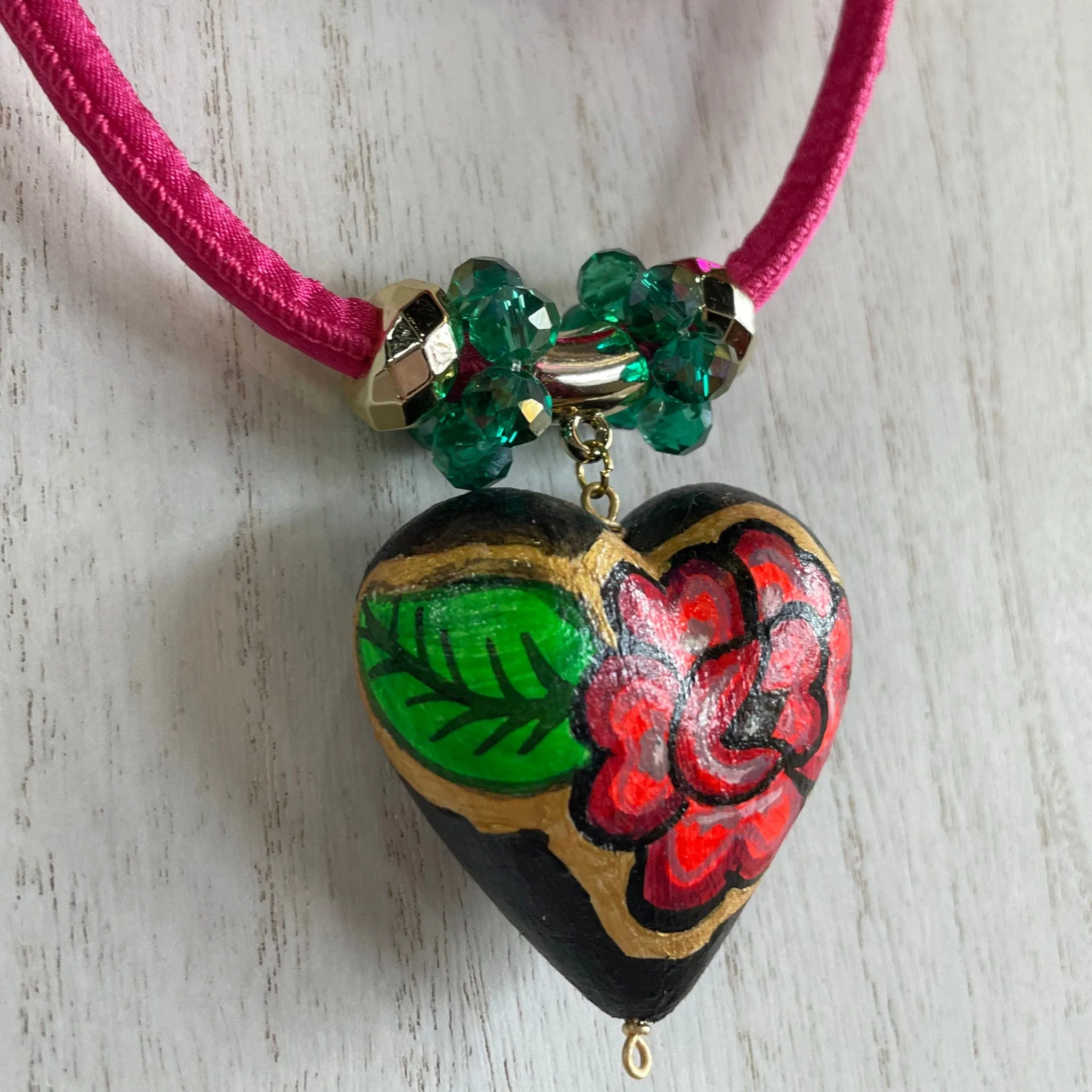 Mexican Ceramic Heart Necklace Set