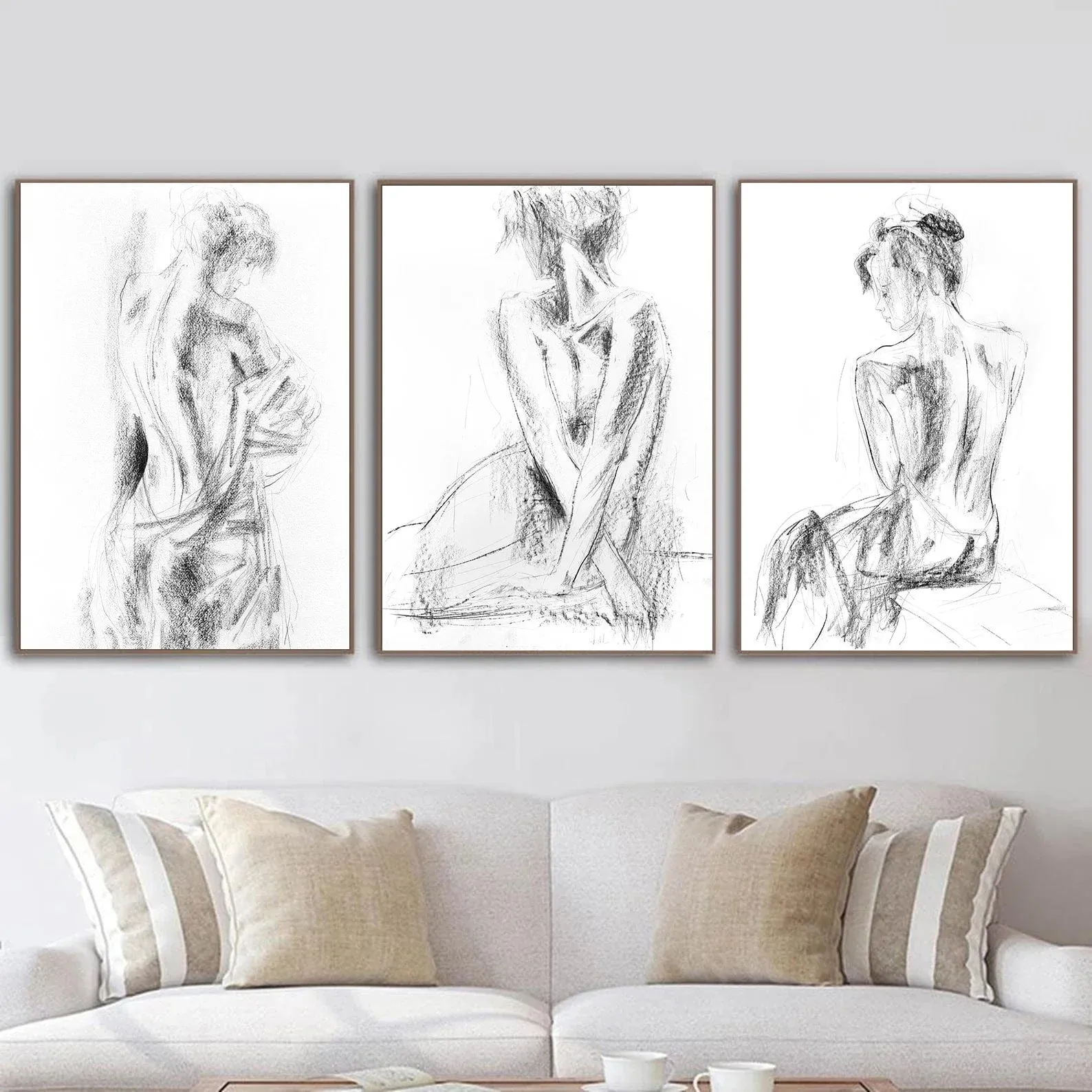 Modern Abstract Wall Art | Black and White Nude Woman Canvas Print | Sexy Aesthetic Bedroom Décor