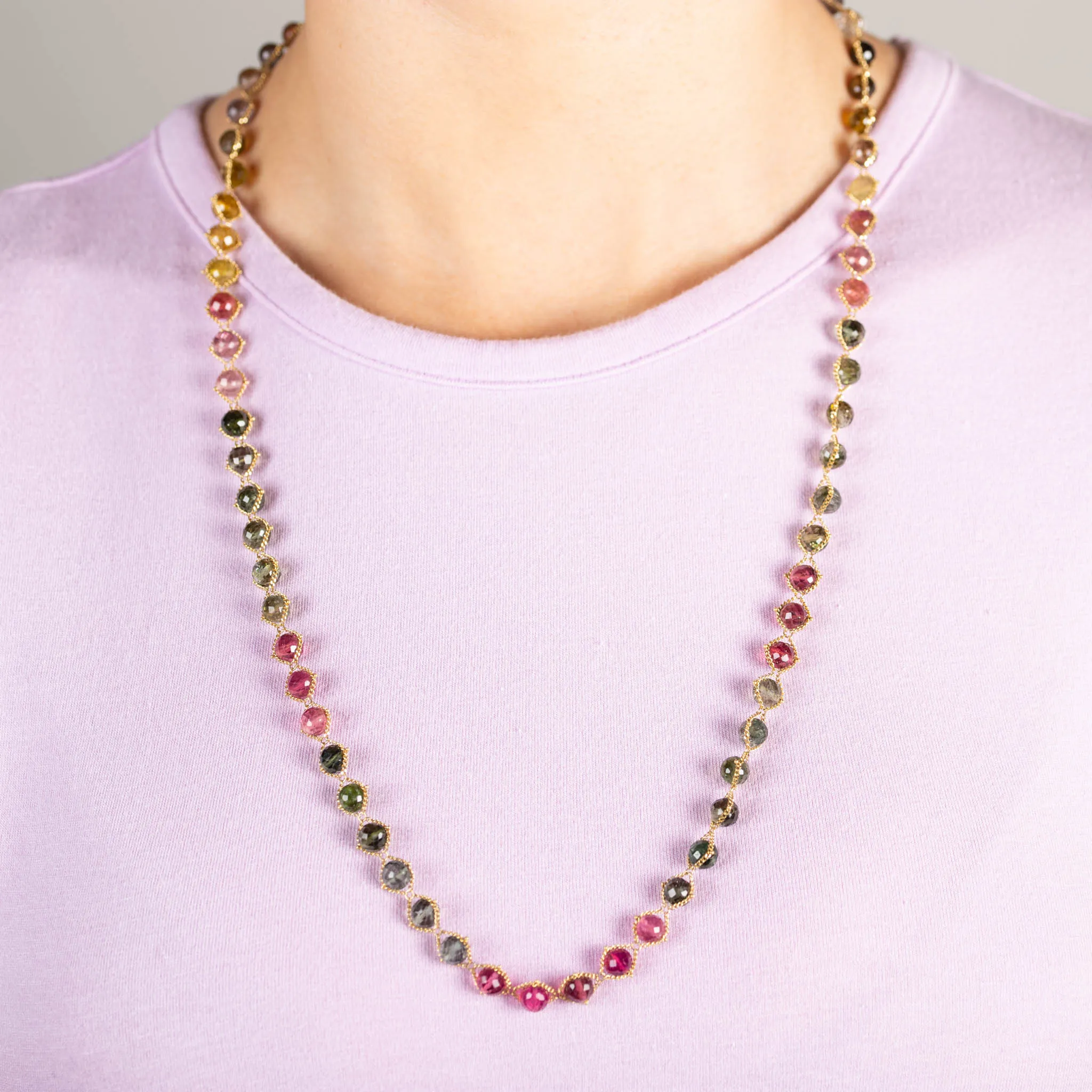 Multi-Colored Woven Tourmaline Necklace