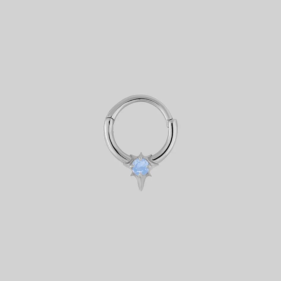 NOVA. Star Flare Opalite Septum Clicker Ring - Silver