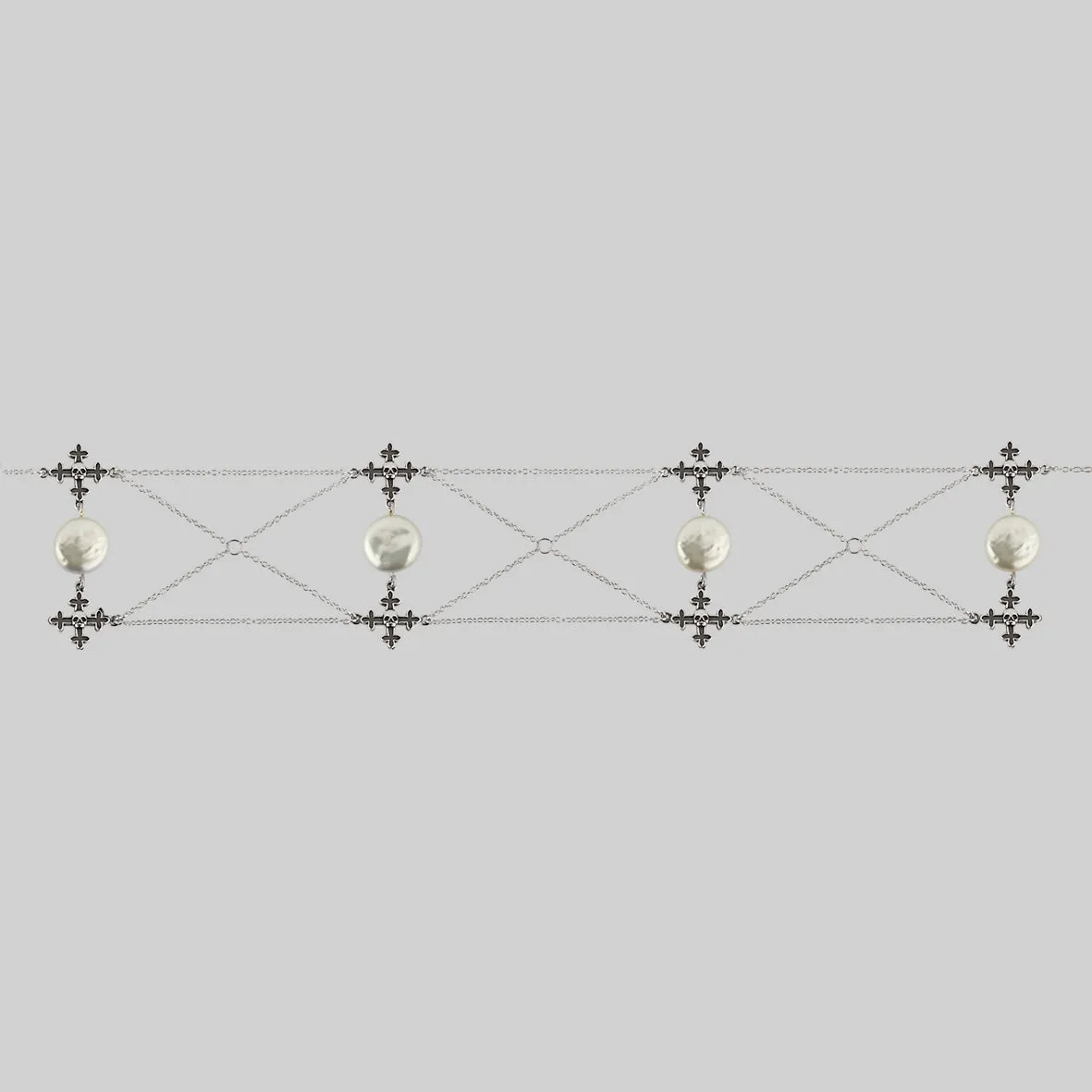 OPHELIA. Medieval Cross Choker - Silver