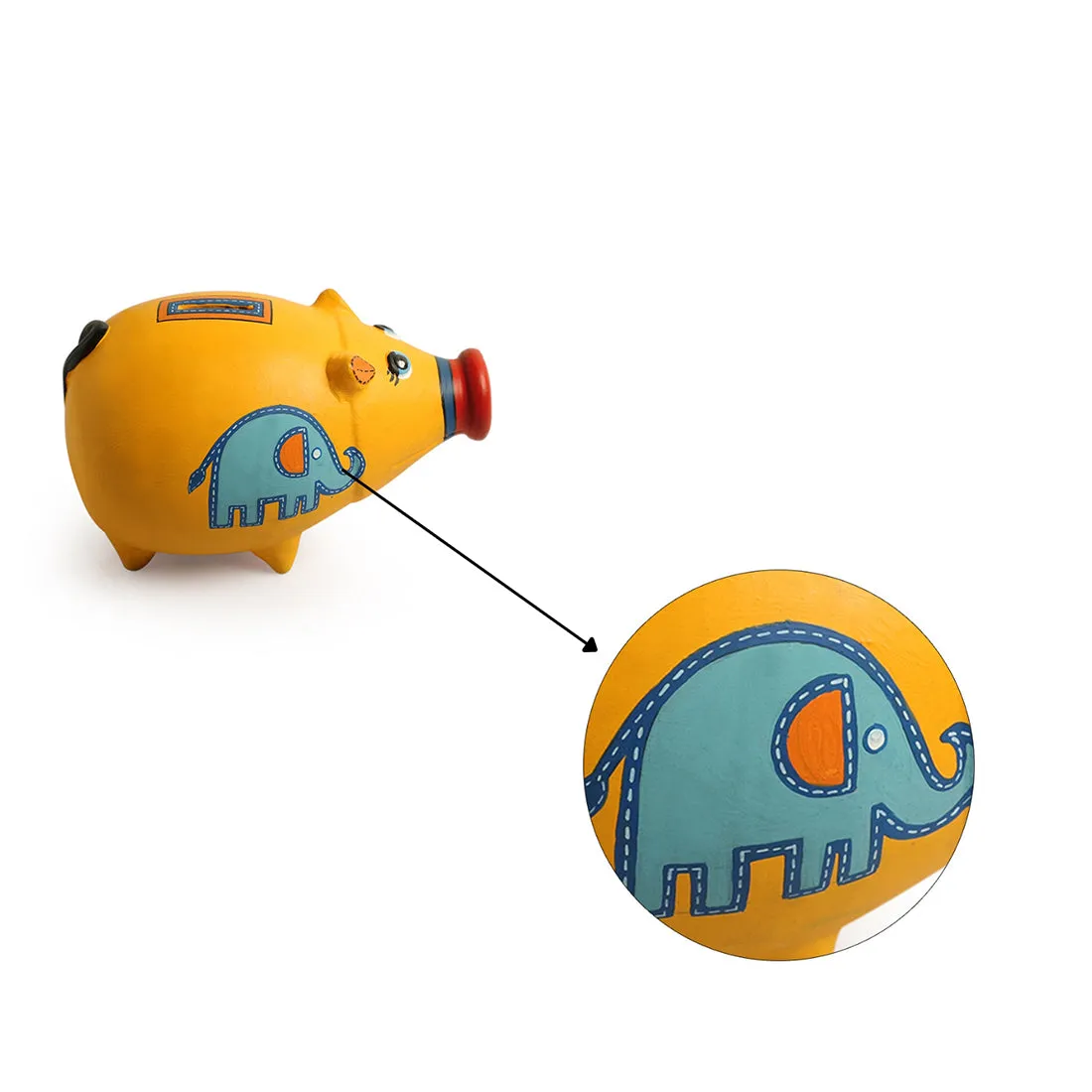 'Piggy Collective' Hand-Painted Piggy Bank In Terracotta (Yellow)