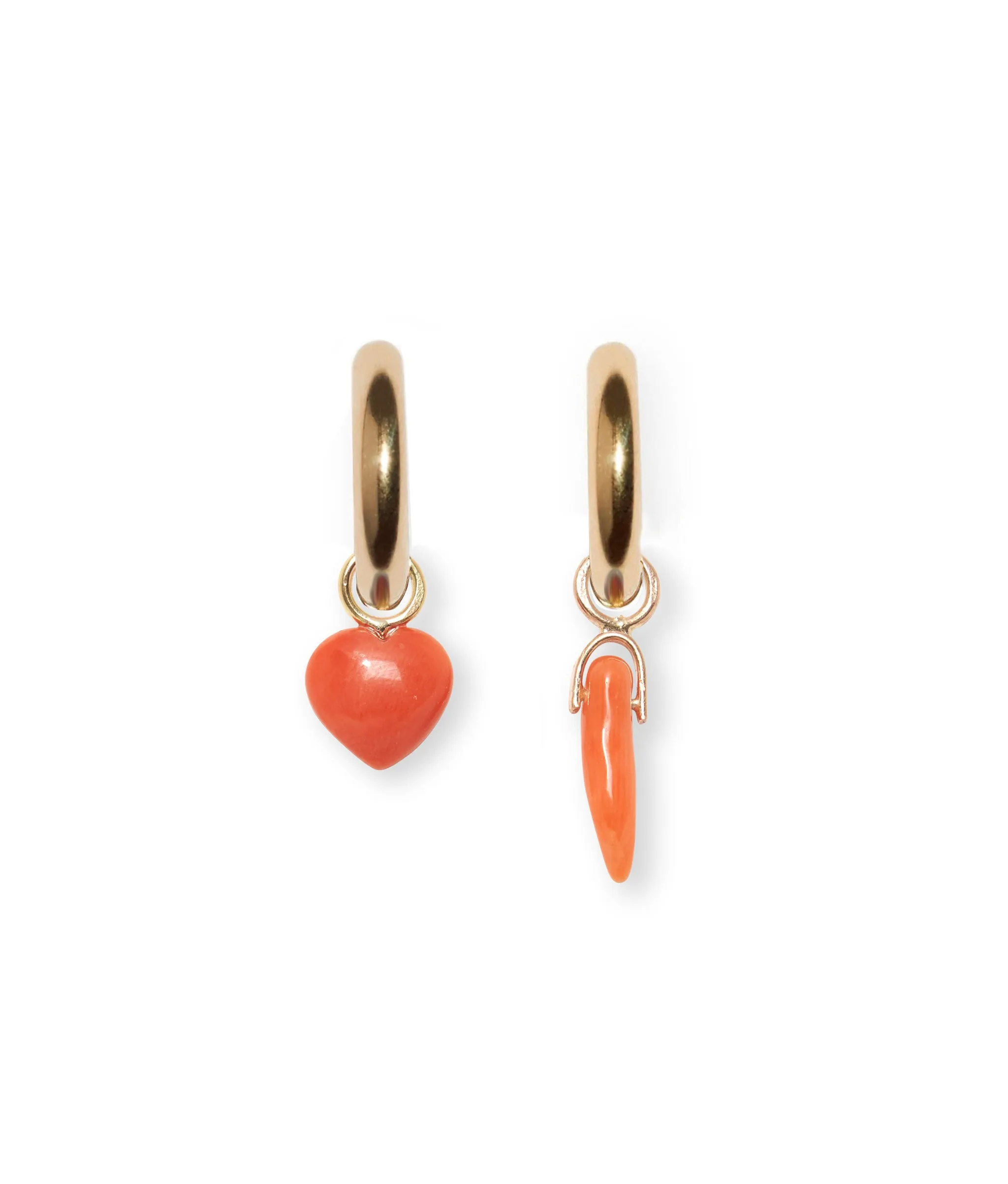 Puffy Heart 14k Earring Charm in Coral