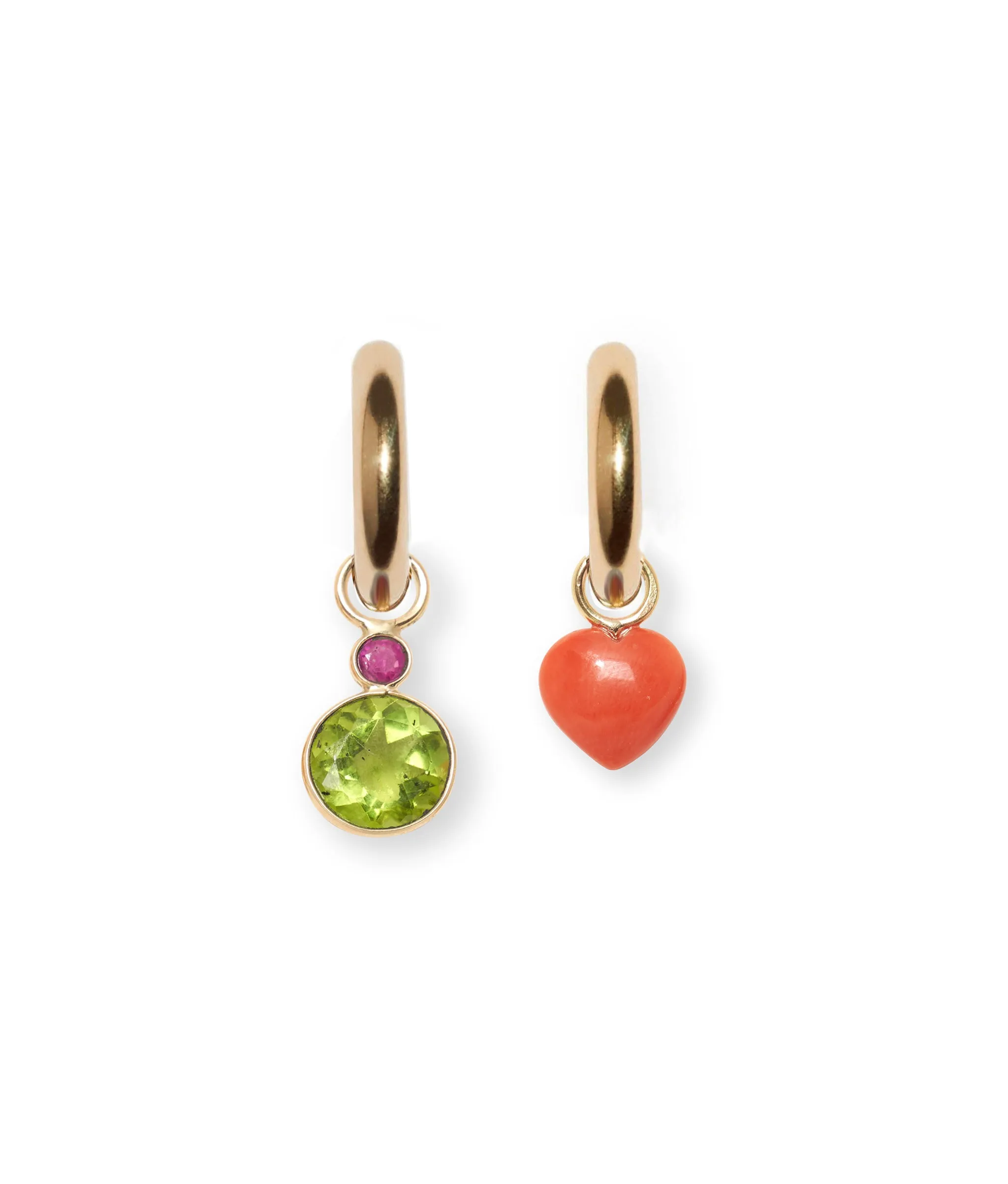 Puffy Heart 14k Earring Charm in Coral