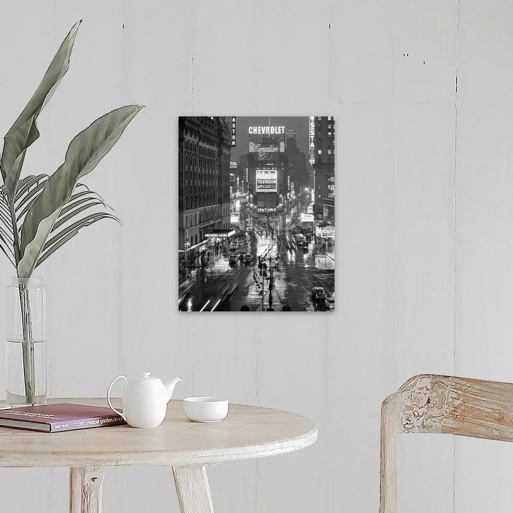 "1950's Times Square New York City Looking North To Duffy Square Manhattan USA" Canvas Wall Art