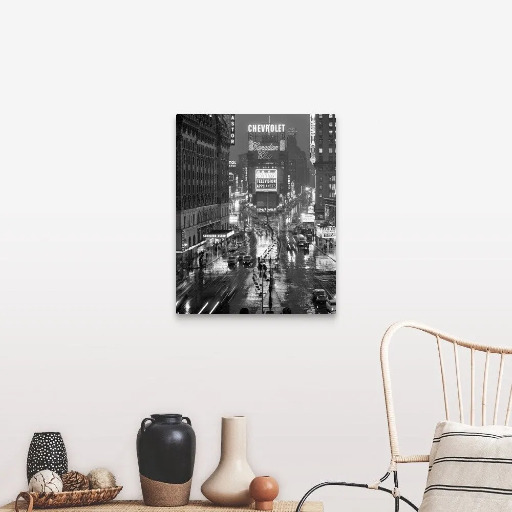 "1950's Times Square New York City Looking North To Duffy Square Manhattan USA" Canvas Wall Art