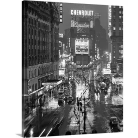 "1950's Times Square New York City Looking North To Duffy Square Manhattan USA" Canvas Wall Art