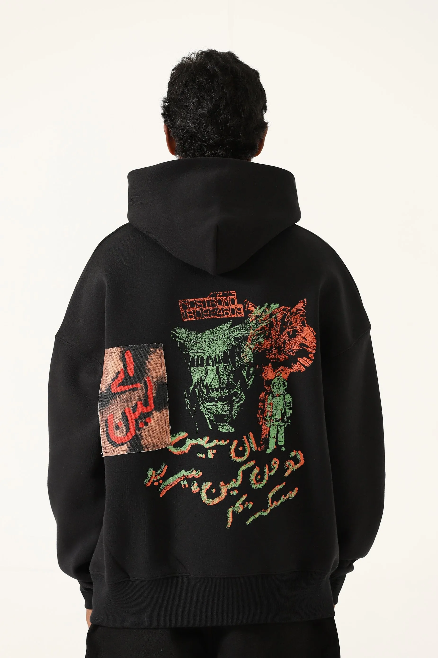 "ALIEN" PRINTED PATCHWORK HOODIE