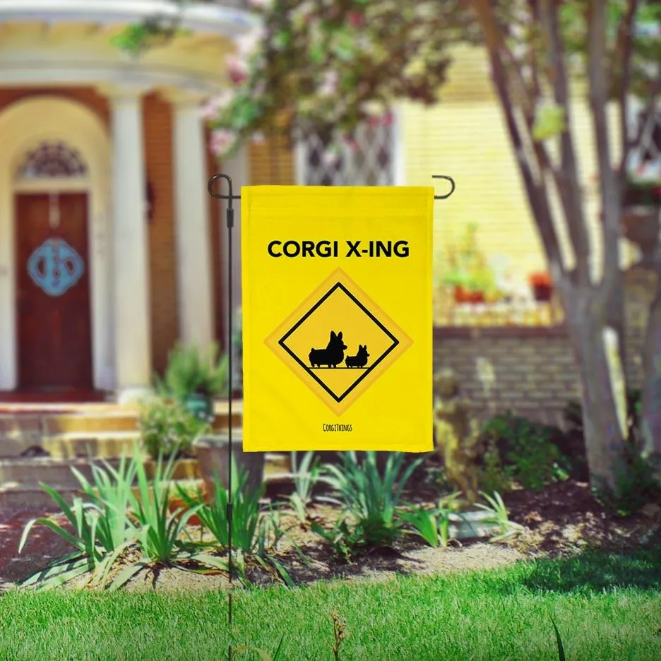 "Corgi Crossing" Garden Flag