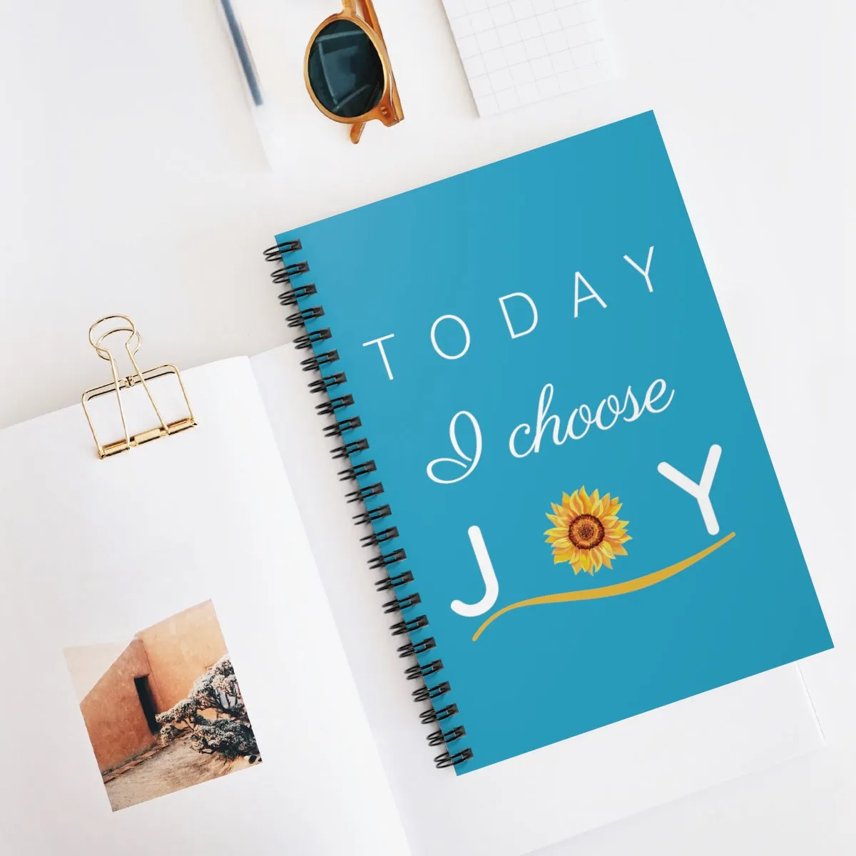 "Today I Choose Joy" Aqua Spiral Journal - Ruled Line