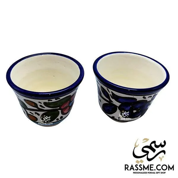 Rassme - Handmade High Quality Palestinian Floral Ceramic Arabian Coffee Cup