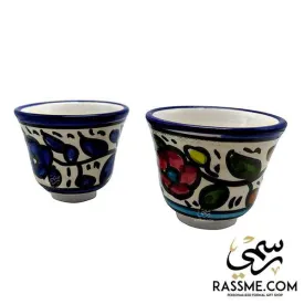 Rassme - Handmade High Quality Palestinian Floral Ceramic Arabian Coffee Cup