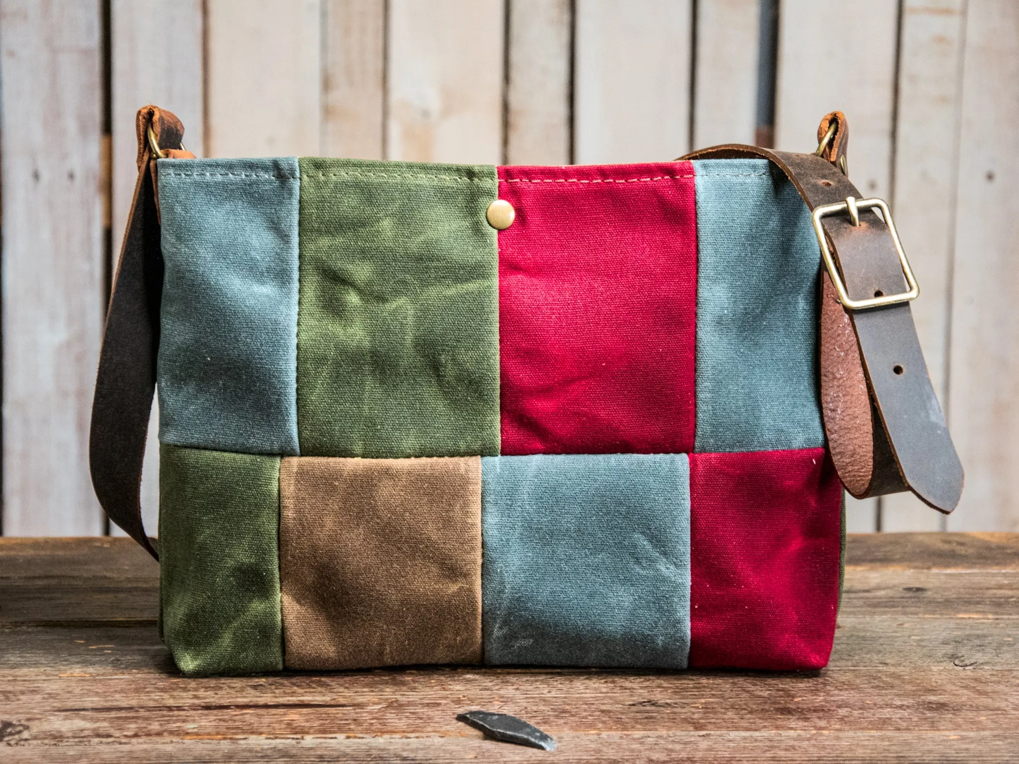 Ready to Ship | OOAK | Handmade Waxed canvas and leather Tote Bag | Patchwork Shortie | PW5