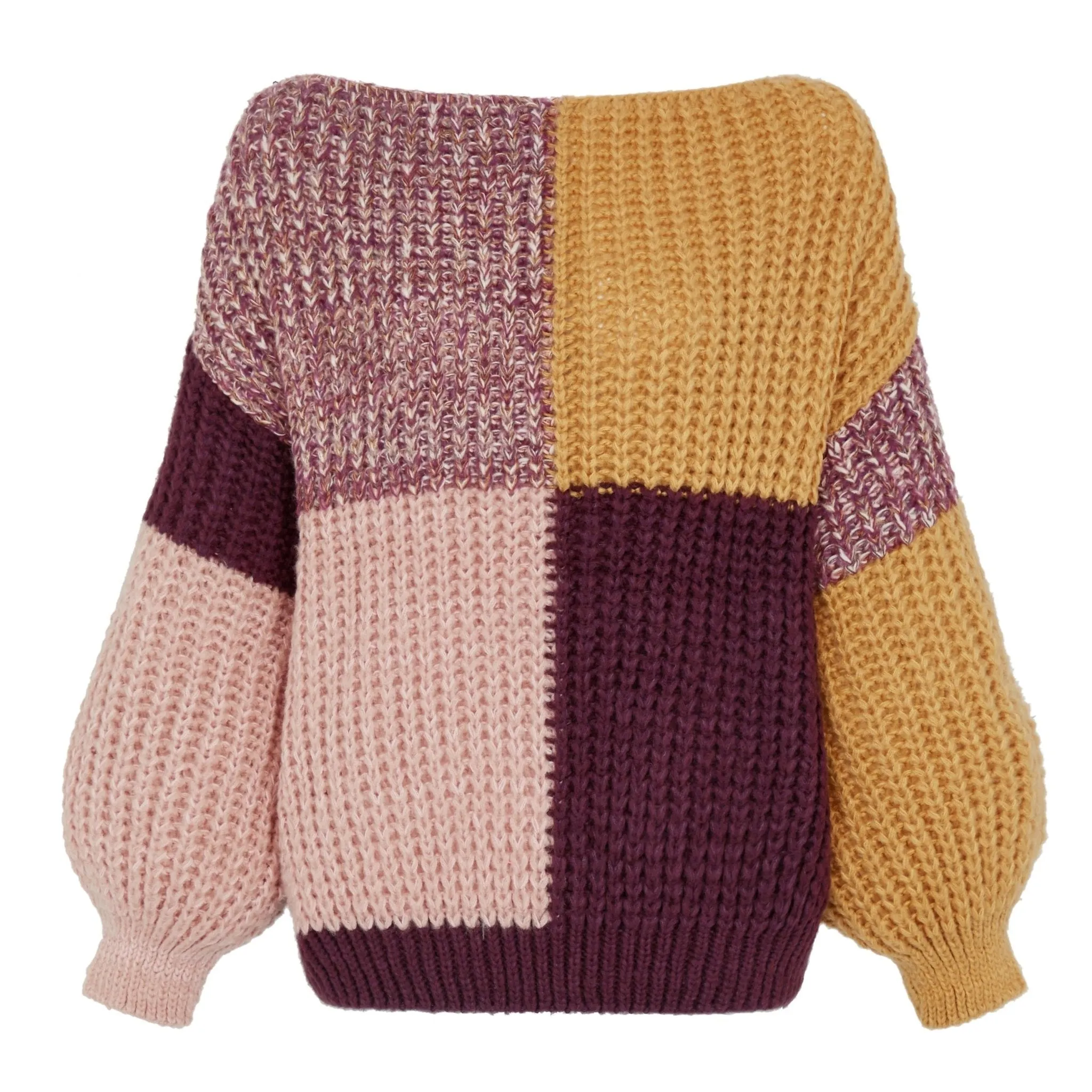 RESALE | Laura Chunky Patchwork Jumper - Plum