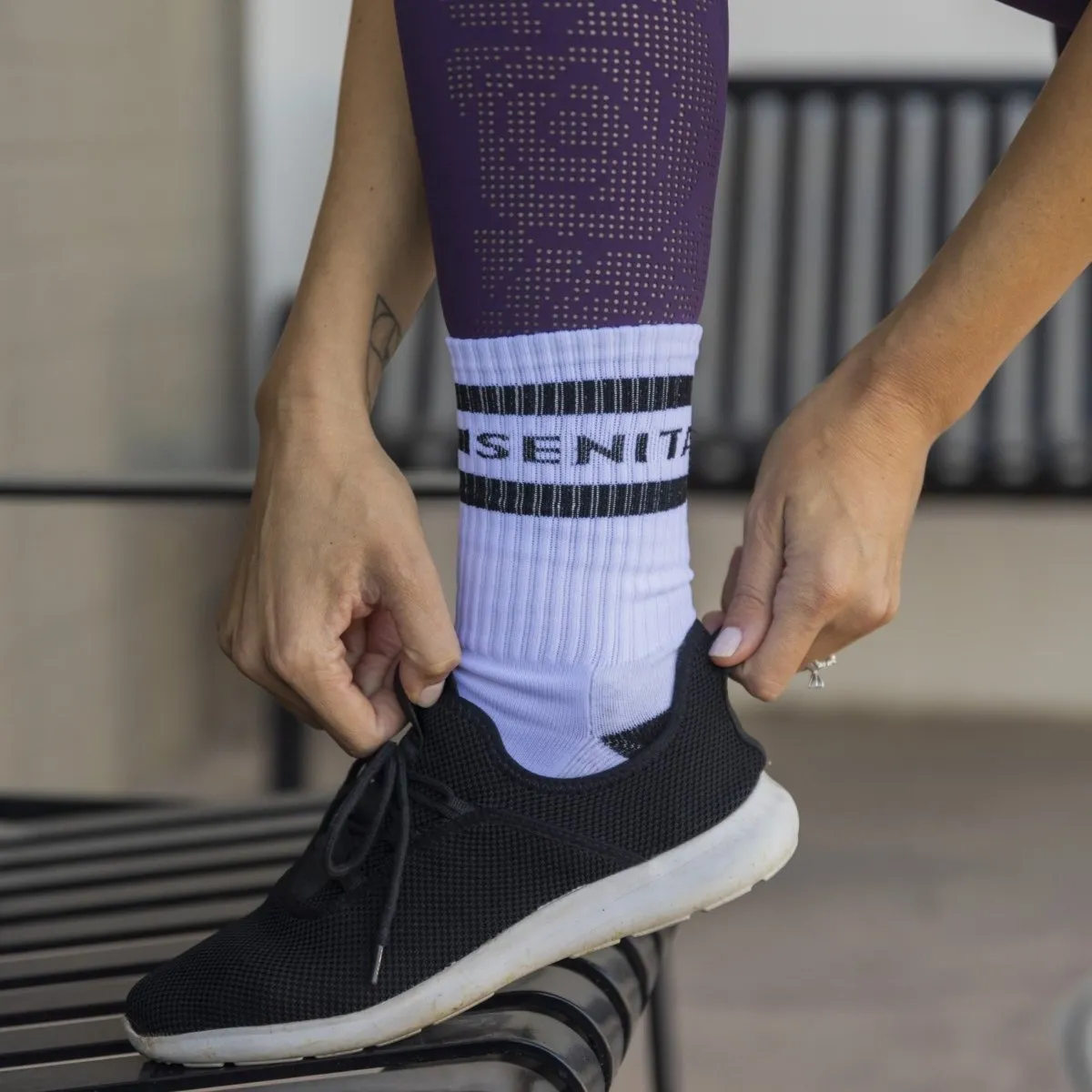 Senita Crew Socks - White/Black