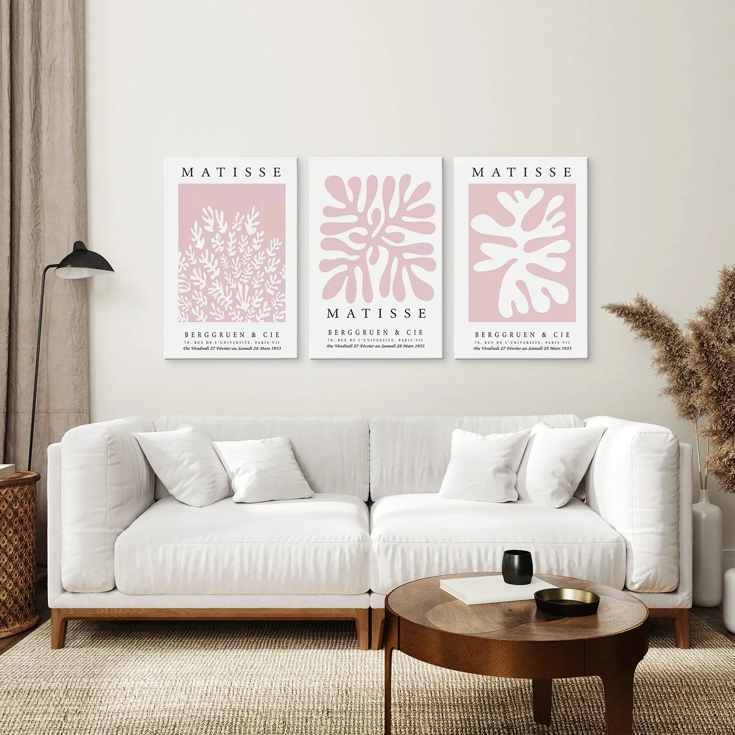 Set of 3 Matisse Abstract Cut Outs - La Gerbe Pink Wall Art