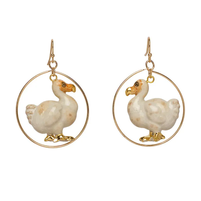 Small White and Gold Dodo Earrings