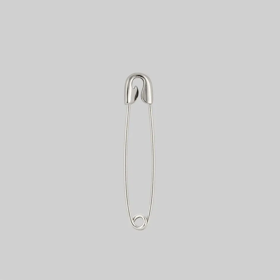 SOLENE. Safety Pin Single Earring - Silver